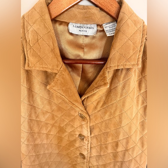 Lemongrass Petite quilted microfiber button front lined barn jacket blazer P/L - Picture 2 of 4
